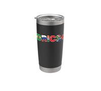 Drapeaux BRICS+ du Brésil, de la Russie, de l'Inde, de la Chine et de l'Afrique du Sud Gobelet isotherme en acier inoxydable double paroi