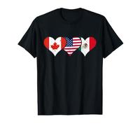 Drapeaux Canada, Mexique et USA Cœurs Canadiens Mexicains Américains T-Shirt Graphique avec Valeur