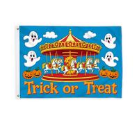 Drapeaux carrousel pour extérieur, fantôme festif d'Halloween, citrouille, drapeaux décoratifs bleus pour extérieur, bannière résistante à la décoloration pour terrasse, patio, camping, porche, 6,1 x