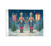 Drapeaux casse-noisette pour extérieur, cadeau festif de Noël, arbre de Noël, bannière décorative avec œillets pour porche, jardin, balcon, maison - 0,9 x 1,5 m