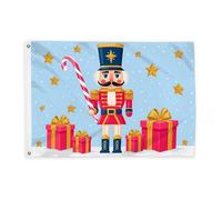 Drapeaux Casse-Noisette pour extérieur, cadeaux festifs de Noël en sucre d'orge, drapeaux rouges de Noël avec bannière en corde, décoration d'extérieur résistante à la décoloration pour jardin, entrée