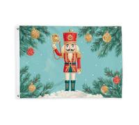 Drapeaux Casse-noisette pour extérieur, décoration de Noël festive de Noël, branche de pin, drapeaux rouges avec bannière en corde, décoration d'extérieur résistante à la décoloration pour porche