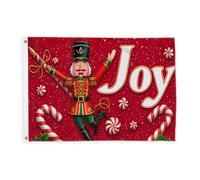 Drapeaux Casse-Noisette pour extérieur, Noël festif en sucre d'orge, menthe poivrée, bannière décorative avec œillets pour balcon, terrasse, jardin, entrée, maison, 9,1 x 1,5 m