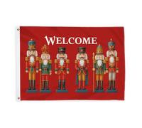 Drapeaux Casse-Noisette pour extérieur, Noël festif Roi Soldat de Noël, bannière décorative d'extérieur avec œillets décoratifs pour porche, balcon, terrasse, patio, 6 x 0,9 m