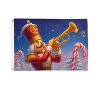 Drapeaux Casse-Noisette pour extérieur, Trompette festive de Noël en sucre d'orge, drapeaux rouges de Noël avec bannière en corde, décoration d'extérieur résistante à la décoloration pour balcon