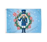 Drapeaux Casse-noisettes pour extérieur, couronne de sucre d'orge festive de Noël avec œillets décoratifs pour jardin, entrée, maison, terrasse, camping, bleu, 0,6 x 0,9 m