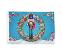 Drapeaux Casse-noisettes pour extérieur, couronne festive de Noël, drapeaux bleus avec bannière en corde, décoration d'extérieur résistante à la décoloration pour terrasse, patio, camping, porche, 9,1