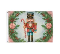 Drapeaux Casse-noisettes pour extérieur, Noël fantaisie en sucre d'orge, houx de Noël, drapeaux décoratifs avec œillets pour terrasse, patio, camping, porche, 0,9 x 1,5 m