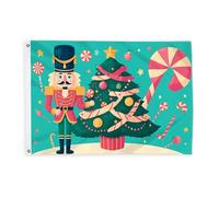 Drapeaux Casse-noisettes pour extérieur, sapin de Noël festif, vert sucre d'orge, bannière décorative résistante à la décoloration pour porche, jardin, balcon, maison 0,9 x 1,5 m