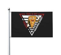 Drapeaux « Ceci est ma chemise de fabrication de pizza » pour l'extérieur, drapeau en polyester robuste double face de 90 x 150 m pour la décoration de jardin extérieur, de festival ou de maison, drap