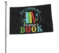 Drapeaux « C'est une bonne journée pour lire un livre » pour l'extérieur, bannière robuste double face de 2 x 3 pieds, pour la maison, la cour, le festival, la décoration de jardin extérieur, drapeau