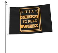 Drapeaux « C'est une bonne journée pour lire un livre » pour l'extérieur, bannière robuste double face de 2 x 3 pieds, pour la maison, la cour, le festival, la décoration de jardin extérieur, drapeau