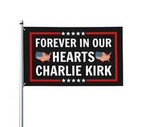Drapeaux Charlie Kirk « Forever In Our Hearts » 3 x 5 pieds, bannière décorative avec œillets