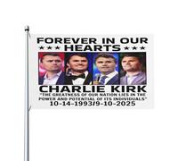Drapeaux Charlie Kirk « Forever In Our Hearts » 3 x 5 pieds, bannière décorative avec œillets
