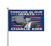 Drapeaux Charlie Kirk « Forever In Our Hearts » 3 x 5 pieds, bannière décorative avec œillets