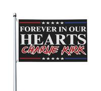 Drapeaux Charlie Kirk « Forever In Our Hearts » double face, bannière de jardin, drapeaux saisonniers amusants, panneaux extérieurs, décoration d'intérieur pour porche, 90 x 150 cm