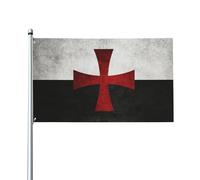 Drapeaux Chevaliers Templiers Bannière Double Face Avec Œillets Drapeau De Jardin Pour Plage Clubs Événement 152X90Cm