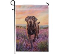 Drapeaux Chien de laboratoire brun des champs de lavande avec œillets Suspendus Fanion Personnalisé Drapeau Pirate pour Bar Célébration 30x45cm