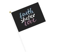 Drapeaux chrétiens Foi Espérance Amour Petit drapeau Drapeaux portables avec mât pour décoration de fête