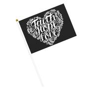 Drapeaux chrétiens Foi Espérance Amour Petit drapeau Drapeaux portables avec mât pour décoration de fête
