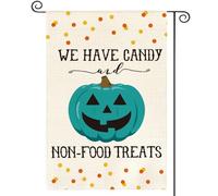 Drapeaux Citrouille D'Halloween Bleu Sarcelle Jack-O'-Lantern Nous Avons Des Friandises Non Alimentaires Disponibles Ici 30X45Cm Drapeau De Cour Suspendre Durable Décoration Bannière Pour Plage