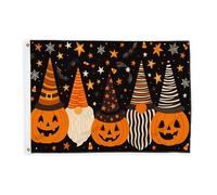 Drapeaux citrouille pour extérieur, chapeau fantaisiste d'Halloween, étoile orange, bannière décorative d'extérieur résistante à la décoloration pour jardin, entrée, maison, terrasse, camping, 6 x 0,9