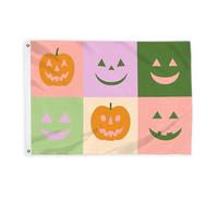 Drapeaux citrouille pour extérieur, triangle souriant ludique, Halloween, bannière décorative avec œillets pour porche, jardin, balcon, maison, 6,1 x 0,9 m