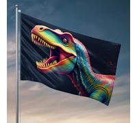 Drapeaux colorés Country Boy portrait de dinosaure : drapeau d'art préhistorique pour décoration de chambre d'adolescent (30 x 45 cm)