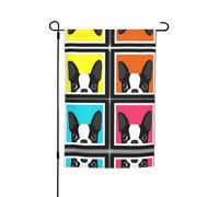 Drapeaux colorés de bouledogue français avec motifs, adaptés pour la décoration de jardin, de balcon et de terrasse.