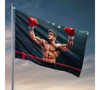 Drapeaux cool de dortoir Boxer célébrant la victoire dans le ring Accessoires de chambre pour homme Décoration de dortoir universitaire (60 x 90 cm)