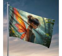 Drapeaux cool poster fées de la forêt enchantée dans des ailes oranges drapeau bar pour homme caverne décoration cool pour chambre de gars (60 x 90 cm)