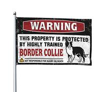 Drapeaux cool pour chambre avertissant que cette propriété est protégée par un Border Collie hautement qualifié, drapeaux de jardin, règles de grotte humoristiques (120 x 180 cm)