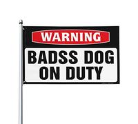 Drapeaux cool pour chambre de gars avertissant un chien badass en service - Drapeaux de jardin - Règles drôles de grotte (60 x 90 cm)