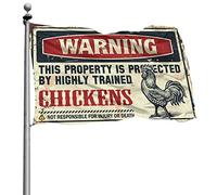 Drapeaux cool pour chambre des gars avertissant que cette propriété est protégée par un poulet hautement qualifié 2 drapeaux, décoration de chambre pour hommes (120 x 180 cm)