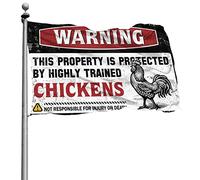 Drapeaux cool pour chambre des gars avertissant que cette propriété est protégée par un poulet hautement qualifié 2 drapeaux, décoration de chambre pour hommes (30 x 45 cm)