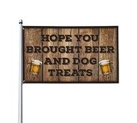 Drapeaux cool pour chambre des gars « Hope You Brought Beer and Dog Treats » - Drapeaux muraux pour hommes (120 x 180 cm)