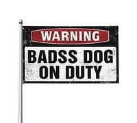 Drapeaux cool pour chambre gars avertissement chien badass en service drapeau décoration de chambre pour hommes drapeaux muraux pour gars (30 x 45 cm)