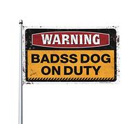 Drapeaux cool pour chambre gars avertissement chien badass en service drapeau décoration de chambre pour hommes drapeaux muraux pour gars (152 x 244 cm)