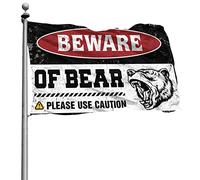 Drapeaux cool pour chambre gars ours panneau d'avertissement drapeau décoration de chambre pour hommes drapeaux muraux pour gars (120 x 180 cm)