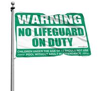 Drapeaux cool pour dortoir universitaire Avertissement No Lifeguard On Duty Drapeau amusant pour décoration de bière (60 x 90 cm)