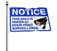 Drapeaux cool pour dortoir universitaire Avis - This Area Is Under 26 Hour Video Surveillance Flag Drapeau de jardin Drapeaux amusants pour chambre de filles (60 x 90 cm)