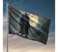 Drapeaux cool pour dortoir universitaire, figurine au clair de lune foncé tenant une chaîne rouge, drapeaux pour chambre d'adolescent, fille, homme, décoration de grotte (60 x 90 cm)