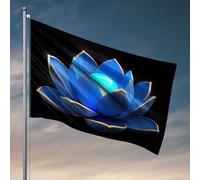 Drapeaux cool pour dortoir universitaire Fleur de lotus bleue avec bords dorés Drapeaux pour chambre d'adolescentes Décoration de maison amusante (30 x 45 cm)