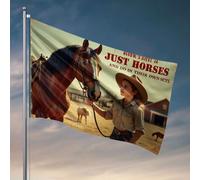 Drapeaux cool pour dortoir universitaire qui chevauchent des chevaux librement dans la nature. Drapeau de jardin d'automne pour décoration de chambre de garçons (120 x 180 cm)