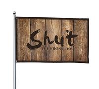 Drapeaux cool pour dortoir universitaire « Shut The Front Door » - Drapeau de jardin amusant pour chambre de fille (152 x 244 cm)