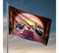 Drapeaux cool pour gars - Décoration romantique pour dîner sous une arche avec gondoles - Drapeau de Venise - Décorations de ferme pour la maison et le camping-car (152 x 244 cm)