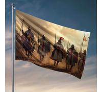 Drapeaux cool pour homme cavaliers en armure March Forward avec lances et boucliers. Drapeaux amusants cool (30 x 45 cm)