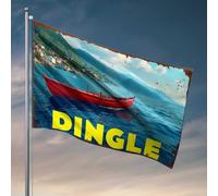 Drapeaux cool pour homme, grotte, bateau rouge flottant sur des eaux bleues calmes dans un drapeau à dingle, décoration d'automne, cadeaux de chasse amusants en plein air (60 x 90 cm)