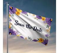 Drapeaux cool pour homme grotte florale « Save The Date » drapeau carte d'invitation drapeaux amusants cool drapeaux amusants (152 x 244 cm)
