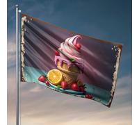 Drapeaux cool pour homme grotte fouettée Délice : une douce fusion de fraises, oranges, un drapeau décoration d'automne, cadeaux de chasse amusants en plein air (60 x 90 cm)